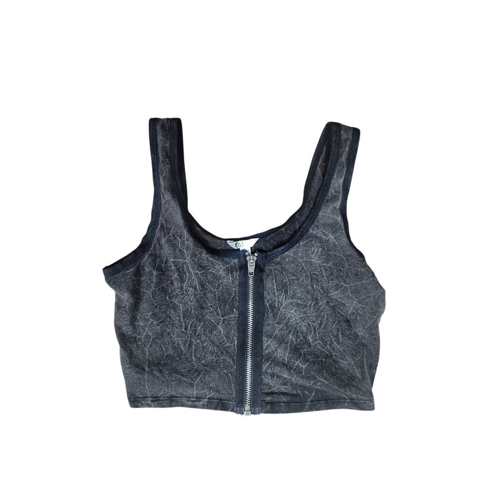 Volcom Acid Wash Zip Front Tank Women's small